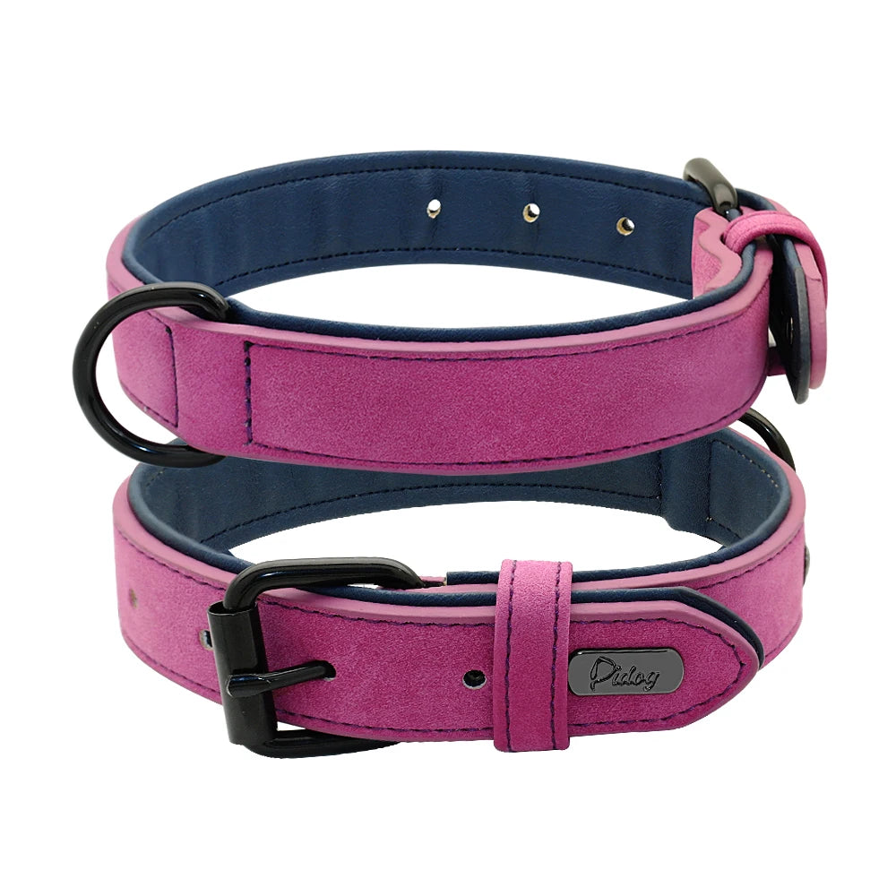 Leather Dog Collar for Small Medium Large Dogs Soft Padded Big Dog Collars for Pitbull Labrador German Shepherd S-XXL