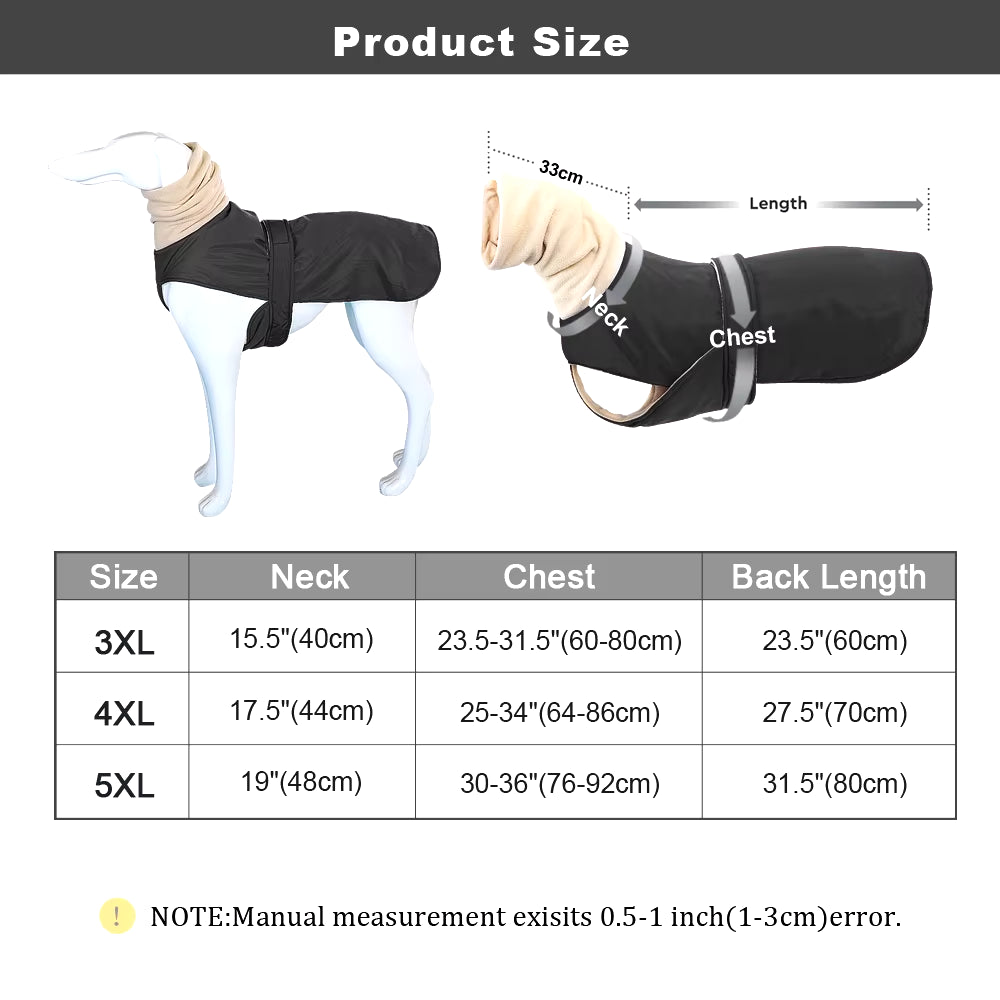 Winter Warm Pet Dog Clothes Waterproof Dog Jacket for Medium Large Dogs Thick Dogs Clothing Coat Greyhound Wolfhound Shepherd