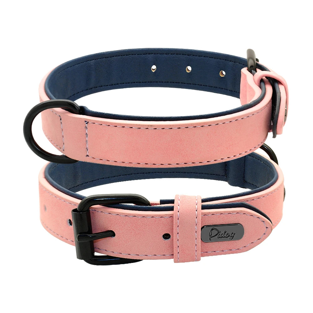 Leather Dog Collar for Small Medium Large Dogs Soft Padded Big Dog Collars for Pitbull Labrador German Shepherd S-XXL
