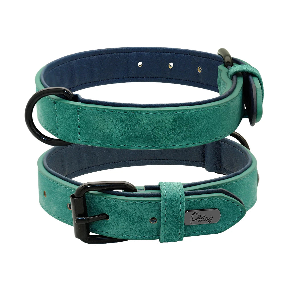 Leather Dog Collar for Small Medium Large Dogs Soft Padded Big Dog Collars for Pitbull Labrador German Shepherd S-XXL