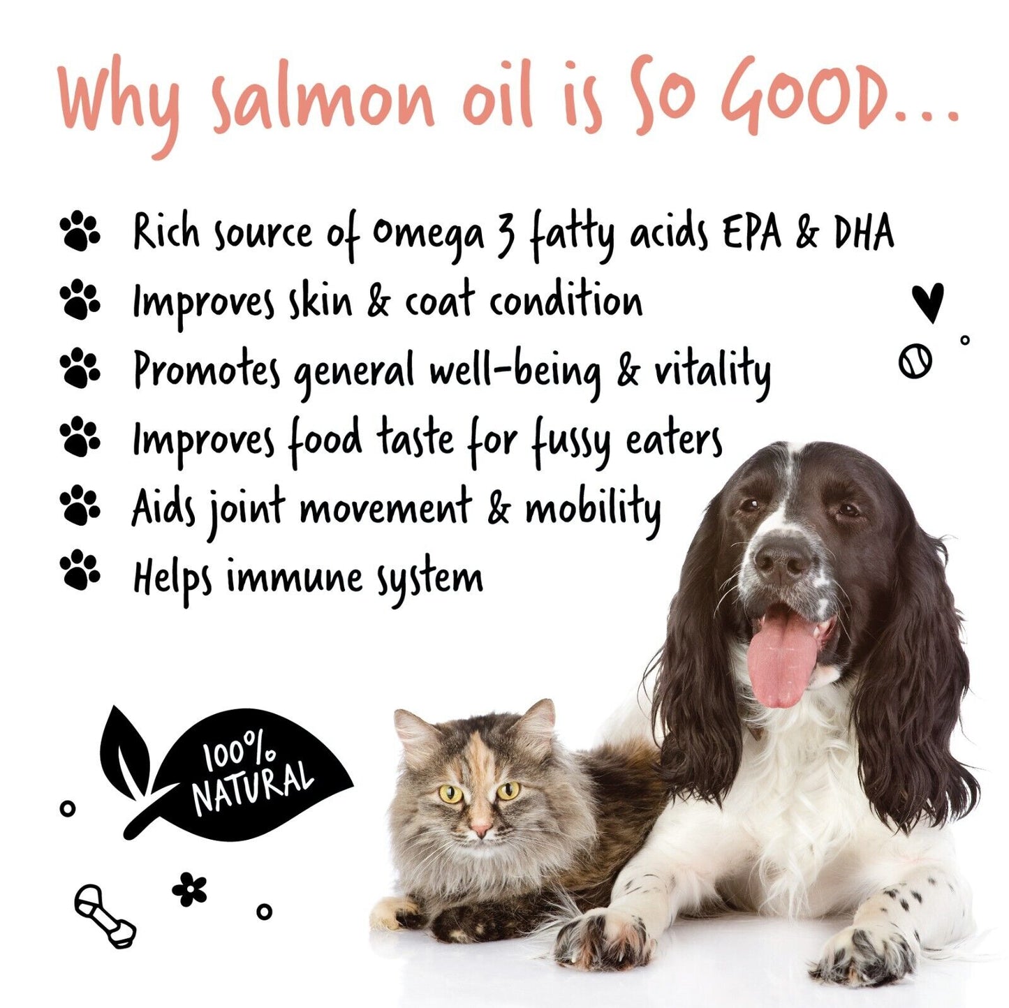 Bugalugs 100% Pure Salmon Oil for Dogs, Cats & Pets 500Ml, Healthy Skin & Coat
