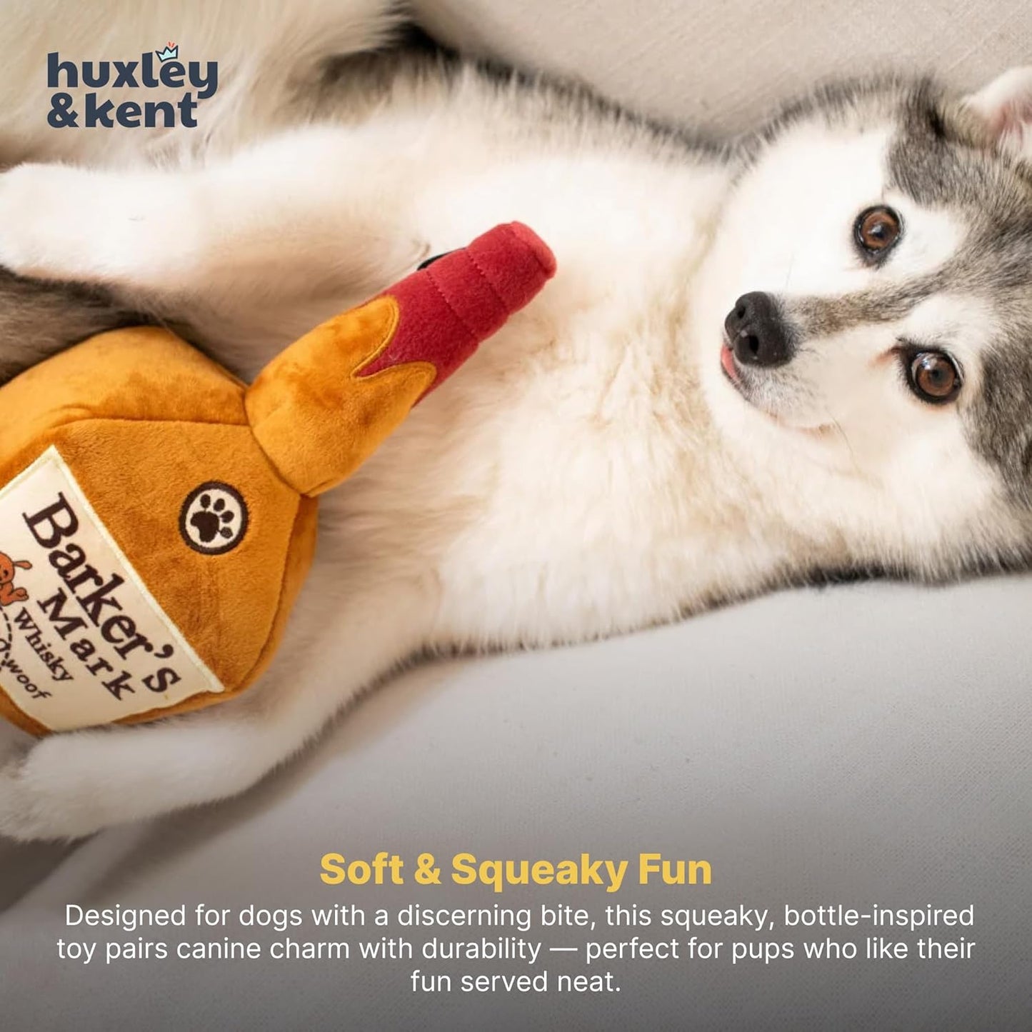 Funny Dog Toy W/Squeaker – Power Plush Squeaky Dog Toys for Small, Medium & Large Dogs – Soft Stuffed Animal for Indoor Play & Fetch - Barker'S Mark, Large