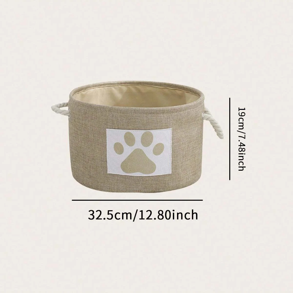 1Pc-Striped Foldable Pet Toy Basket with Braided Rope Handle - Dog Toy Storage Box Accessories