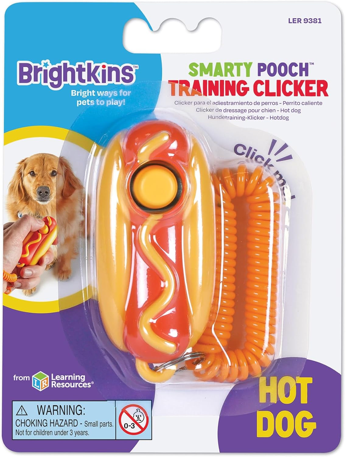 Smarty Pooch Training Clicker: Hot Dog, Training Clicker for Dogs with Flexible Wrist Strap, Dog Training and Behaviour Solutions, 1 Piece