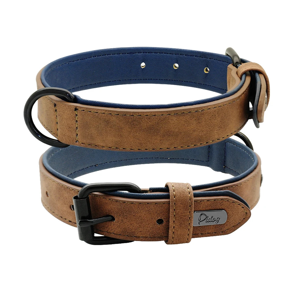 Leather Dog Collar for Small Medium Large Dogs Soft Padded Big Dog Collars for Pitbull Labrador German Shepherd S-XXL