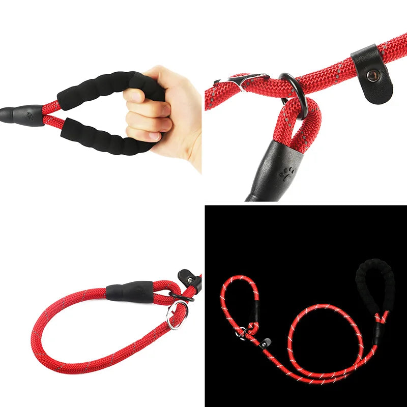 Dog Leash Nylon Reflective Running Leashes Rope Collar 2 in 1 Adjustable Collar Small Meidum Large Pet Harness Leash Dog Collars
