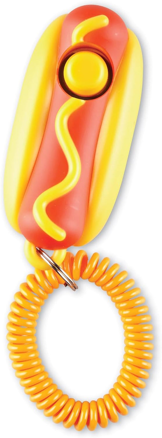 Smarty Pooch Training Clicker: Hot Dog, Training Clicker for Dogs with Flexible Wrist Strap, Dog Training and Behaviour Solutions, 1 Piece